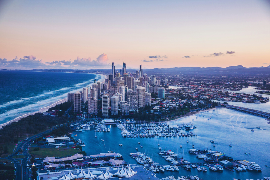 city of Gold Coast with marina